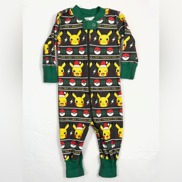 HANNA ANDERSSON X POKÉMON Baby Christmas Holiday Pikachu Printed Pajamas 3-6M‎ - Picture 1 of 9